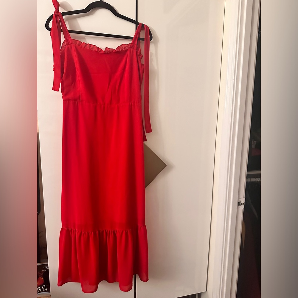 Red midi summer dress